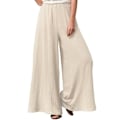 Miniatyrbillede 1 af 2: Dame Ensfarvede Elastiske Talje Vide Ben Flared Bukser Sommer Casual Løse Lange Bukser Apricot XL
