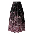Miniatyrbillede 5 af 5: Dame Elastisk Talje Blomsterprintet Plisseret Stor Kant A-linje Maxi Nederdel Pink L