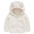 Miniatyrbilde 1 av 3: Teddybjørnjakke med hette for småbarn, myk fleece, varm jakke med glidelås, yttertøy White 3-4 Years