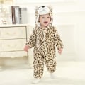 Miniatyrbild 5 av 5: Reedca Dinosauriekostym för småbarn, söt onesie med huva, djurkostym Halloween Leopard 3-6 Months