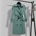 Miniatyrbild 5 av 5: Klassisk trenchcoat för damer, mellanlång, mode, vindtät jacka för höst, vår och vardagsbruk Khaki M