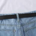 Miniatyrbillede 5 af 5: Dame Højtaljede Denim Shorts Korte Jeans med Strop til Afslappet Shopping og Rejser Black Grey M
