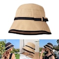 Miniatyrbild 2 av 5: Vår sommar solhatt dam båge elegant färgmatchning solhatt mode fiskare hatt kvinnor, vit Brown
