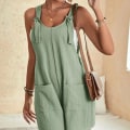 Miniatyrbilde 4 av 5: Polyester ensfargede overalls lettvekts kul stil rette ben løse allsidige jumpsuit Pink M
