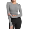 Pikkukuva 1 / 5: Lyhythihaiset Crop Topit Jooga Juoksupaidat Kuntosali Treeni Crop Topit Naisille Gray S