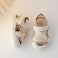Miniatyrbillede 5 af 5: Sommer Baby Sandaler Mode Kryds Webbing Bløde Børnesko Cool Drenge Piger Strandsandaler Hovedindpakket Småbørnssko Black 18