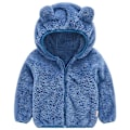 Miniatyrbild 1 av 3: Teddybjörnsjacka med huva för småbarn, fluffig fleece, varm jacka med dragkedja, ytterkläder Blue 3-4 Years