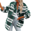 Miniatyrbilde 1 av 4: Dame Rutete Ullblanding Langermet Skjortejakke Shackets Green S
