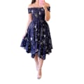 Miniatyrbillede 1 af 5: Dame Blomsterprint Off Shoulder Kjole Elegant Stropløs Maxikjole Til Strandbrug Starry Sky 2XL