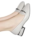 Miniatyrbillede 1 af 5: Dame Lak Loafers Håndlavede Spids Tå Læder Komfortabel Slip-On Dame Flade Sko grey 36