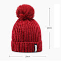 Miniatyrbild 2 av 2: Dam Plus Sammet Pompom Stickad Mössa Vinter Varm Utomhus Ull Skidmössor Hatt Wine Red