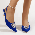 Miniatyrbillede 4 af 4: Mode Sko Dame Høje Hæle Sommer Sandaler Rhinestones Fest Bryllupssko Pink Kitten Hæle Dame Klassiske Pumps Black 35