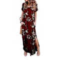 Miniatyrbillede 1 af 5: Dame Pullover Strikkjole Kortærmet V-hals Casual Lang Kjole Sommer Strand Ny Wine red M