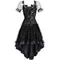 Pikkukuva 1 / 4: Naisten Steampunk Korsettimekko Vintage Asu Hippie Kesä Klubi-asu Korsettitoppi Hame Setti Full Set 4XL