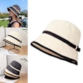 Miniatyrbild 3 av 5: Vår sommar solhatt dam elegant färgmatchning solhatt mode fiskare hatt kvinnor, vit White