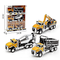 Miniatyrbillede 3 af 4: Støbt ingeniørkøretøj Byggekøretøjer Dumper Gravemaskine Mixer Lastbil 1/50 Skala Metal Modelbiler Træk Tilbage Billegetøj 3 STK C
