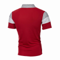 Miniatyrbild 2 av 3: Färblockade Pikétröjor för Män, Kortärmade Slim Fit T-shirts, Casual Toppar Light Grey Red L