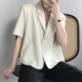 Miniatyrbild 3 av 5: Fashion Kortärmad Kostym För Kvinnor Snygga Kortärmade Kostymer Mjuk Andningsbar Kortärmad T-shirt Beige Apricot M