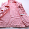 Miniatyrbillede 4 af 4: Dame Forår og Efterår Frakker Ensfarvet Ærmeløs Denim Jakke Overtøj Pink M