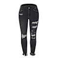 Miniatyrbild 2 av 4: Dam Trasiga Boyfriend Jeans Denim Ripped Frayed Byxor Slim Fit Black 2XL