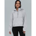 Miniatyrbillede 2 af 5: Efterår og vinter dame sports half zip yoga dragt løs kort hættetrøje Grey M