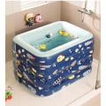 Miniatyrbild 3 av 5: Baby Simbassäng Helt Automatisk Uppblåsbar Simbassäng Hushåll Barn Bad Hink Fällbar Förvaring Sommar blue length 1.4M