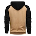 Miniatyrbilde 2 av 3: Fleecehettegenser med glidelås for menn, avslappet Colorblock hettegenser Khaki Black M