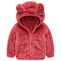 Miniatyrbillede 1 af 3: Småbørn Børn Teddy Bjørn Hættejakke Fluffy Fleece Varm Lynlås Frakke Overtøj Red 2-3 Years