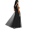 Miniatyrbillede 2 af 4: Dame V-hals Brudepige Bryllup Maxikjole Dame Galla Balkjole Aften Cocktailparty Slids Lange Kjoler Black 2XL