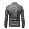 Miniatyrbilde 3 av 4: Herre Patchwork Ståkrage Skinjakke MC-jakke Slim Fit Casual Glidelåsjakke Yttertøy Gray 1XL