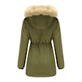 Pikkukuva 2 / 4: Naisten Paksut Hupulliset Parkatakit Tuulenpitävät Fleecevuoriset Takit Taskuilla Army Green 2XL