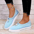 Miniatyrbillede 3 af 5: Slip-on damesko, flade sko i meshstof, afslappede, åndbare og skridsikre sko Light Blue 42