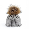 Miniatyrbild 1 av 5: Småbarn Flickor Pojkar Varm Vinter Päls Pom Hatt Stickad Mössa Virkad Skidmössa Bollmössa Gray