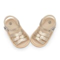 Miniatyrbillede 1 af 5: Babysko Spædbarnssandaler Læder Gummi Flade Skridsikre Bløde Såler Småbørn Pige Dreng Første Gåsko Krybbesko Størrelse 0-18M Gold 13-18 Months