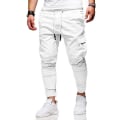 Pikkukuva 1 / 4: Miesten yksiväriset kiristysnyörilliset cargo-taisteluhousut, pitkät collegehousut, urheiluun, kuntosalille, vapaa-aikaan White XL