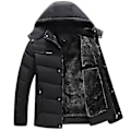 Miniatyrbillede 1 af 2: Herre Vinter Vatteret Foret Puffer Jakke Frakke Fleeceforet Overtøj Black 4XL