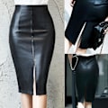 Miniatyrbild 3 av 5: Dam Pennskirt i PU-Läder, Mode, Knälång, Midi, Bodycon, Plus Size 4XL