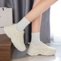 Miniatyrbild 5 av 5: Dam Walking Flats Skor Dam Andningsbara Anti-lukt Sneakers Gåva Till Jul Födelsedag Nyår Creamy-white 36
