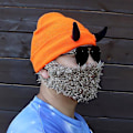Miniatyrbild 4 av 5: Demon Horns Shape Knit Hat Vindtät Värmande Stickad Mössa För Cykling Promenader Khaki Red