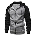 Miniatyrbilde 1 av 3: Fleecehettegenser med glidelås for menn, avslappet Colorblock hettegenser Dark Gray Black L