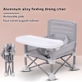 Miniatyrbilde 3 av 5: Barnestol med brett, bærbar sammenleggbar boosterstol, justerbar, avtakbar, camping, plen, barnebord, søt, robust Gray