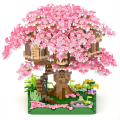 Miniatyrbild 2 av 5: Körsbärsblom Bonsai Träd Mikro Byggklossar Set För Flickor, 2028st Mini Sakura Träd Hus Modell Monterad Klossleksak