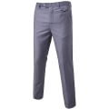 Miniatyrbilde 1 av 2: Herre Solid Rett Ben Smart Dressbukse Casual Kontor Business Arbeid Formelle Bukser Light Gray M