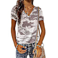 Miniatyrbillede 1 af 2: Sommer Camouflage T-shirt til Kvinder med V-hals og Korte Ærmer Gray XXL