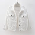 Miniatyrbilde 1 av 4: Dame Vår og Høst Jakker Varm Ensfarget Langermet Denimjakke Yttertøy White L
