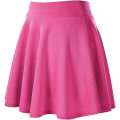 Miniatyrbillede 3 af 5: Dame Basic Alsidig Strækbar Udsvinget Casual Mini Skater Nederdel Rose XL