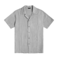Miniatyrbilde 2 av 3: Herre Ensfarget Revers Kort Erm Knapp Skjorte Sommer Casual Løs V-hals Topper Grey L