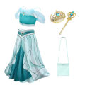 Miniatyrbild 1 av 5: Jasmine Prinsessdräkt för Flickor Utklädnad Födelsedag Halloween Party Kostym 4 pcs 110