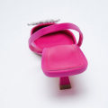 Miniatyrbillede 4 af 4: Damesko Spids Tå Lav Pink Diamant Sko Lav Hæl Bag Damesko red heel 39