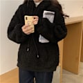 Miniatyrbillede 2 af 5: Langærmet hættejakke til kvinder, koreansk version med sødt bjørneformet design, velegnet til sammenkomster med venner Black XL
